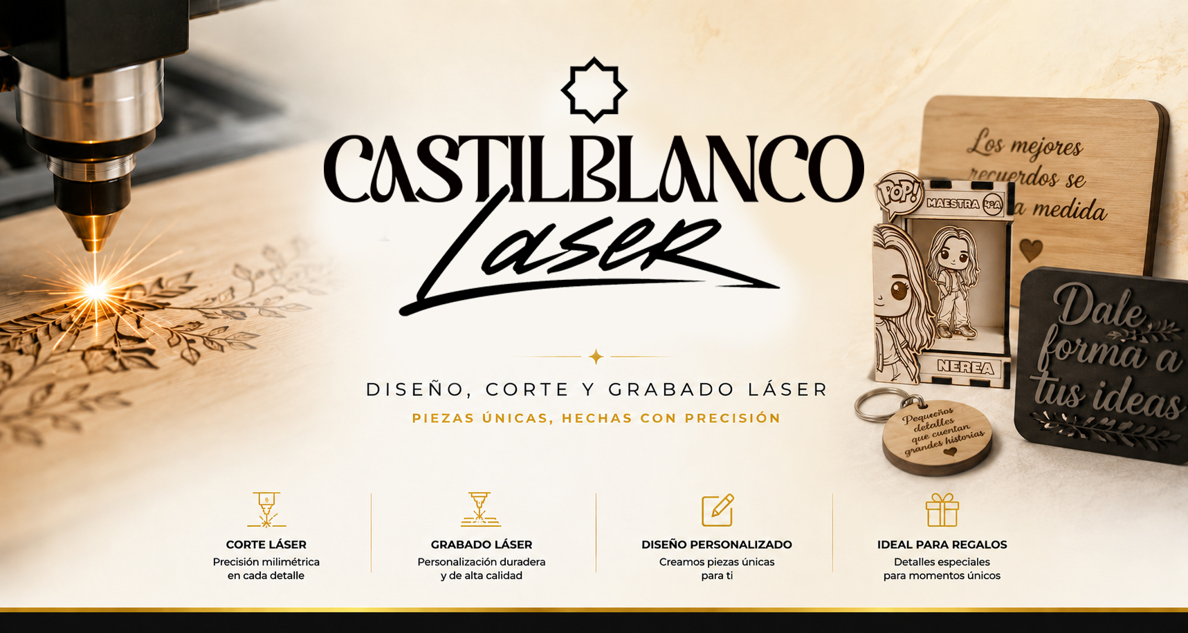Banner corporativo Castilblanco Laser - diseño, corte y grabado láser
